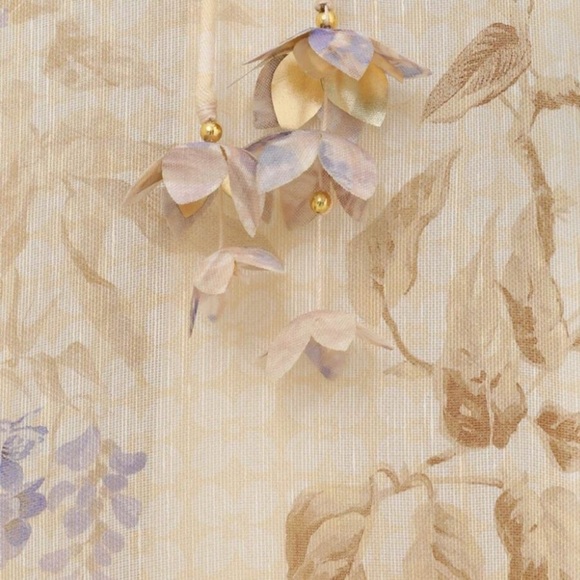 HERMOSA Cream and purple  A-line Sleeveless elegant dress final sale - Picture 3 of 9